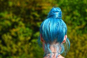 photo of a girl with blue hair