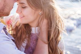 couple in love close up with blurred background