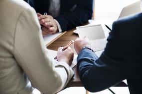 meeting in the office at the table