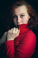 Portrait of Girl Woman in red