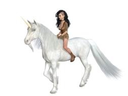 painted Amazon on a white unicorn