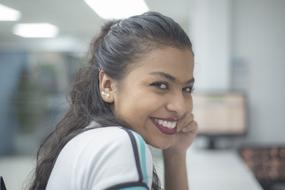 happy latin girl, student