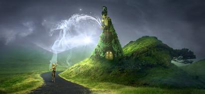girl in green mystical fantasy