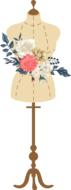 vintage dress form flower drawing