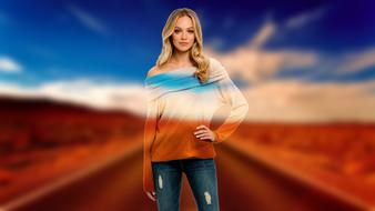 Woman on the landscape of the desert