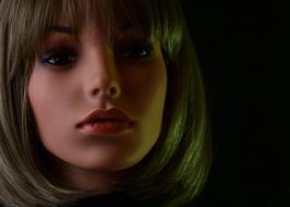 Woman Beautiful Face with short hair 3d drawing at dark background