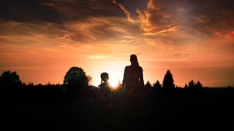 Mother Child red sunset