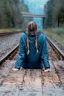 Braids Girl Woman on rails