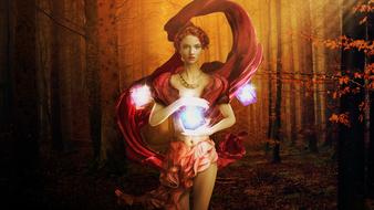 Gothic Fantasy red forest girl