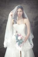 Bride girl dressed up in Wedding Dress