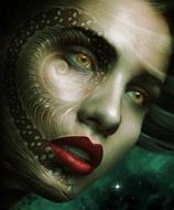 painted female face close up