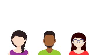 Colorful avatars of people, without the face details, at white background