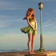 young pretty girl on coast