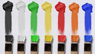 canvas with paints and brushes