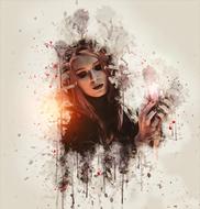 gothic image of a girl on a white background