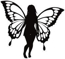 silhouette of a girl with butterfly wings