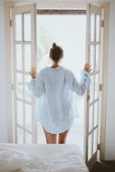 young woman in bedroom