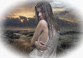 photo of a girl in the rain