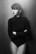 Black and white photo session of the beautiful woman
