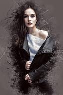 ink Portrait of beautiful Woman, digital art