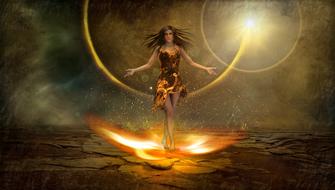 photomontage girl with fire