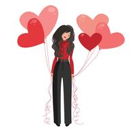 woman with balloons in Valentinâs day