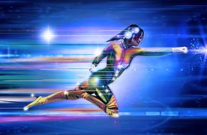 digital superhero image at high speed
