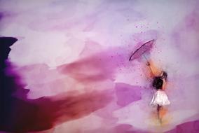 clipart of purple wallpaper with woman with parasol