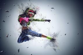 cool sportive Girl jumping, digital art