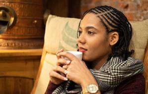 delightful Woman with Coffee