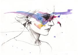 charming girl abstract drawing
