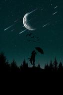 Beautiful landscape with the moon clipart