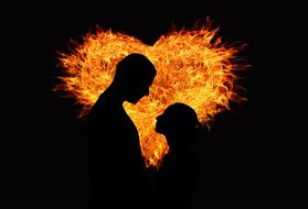 heart love flame people