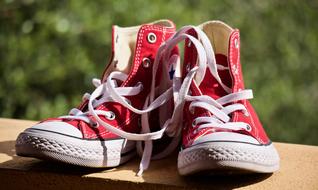 red and white Sports Shoes, keds outdoor
