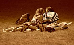 Man Woman Couple on lawn