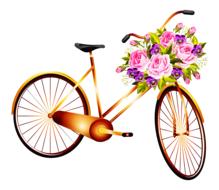 Beautiful and colorful, shiny bicycle with the colorful flowers, clipart