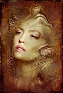 Beautiful portrait drawing of the woman as antique sculpture