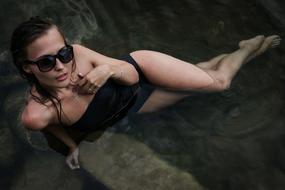 charming Girl Glasses Swimsuit