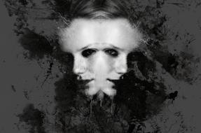 Black and white Gothic photo of the woman