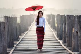 Vietnamese young woman with umbrella