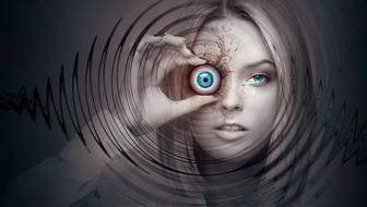 Woman eye blue drawing