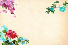 vintage background with colorful flowers