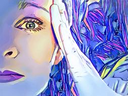 female face on colorful illustration