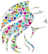 colorful hearts, mosaic, female profile