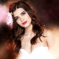 portrait of a girl with a flower in her hair as a digital art