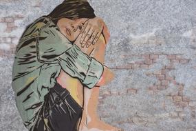 sad Girl graffiti drawing