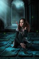 mystical photo of a girl war in the castle