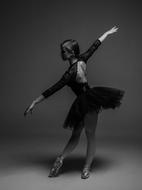 Woman posing in ballet clothing, Black And White
