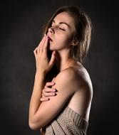 posing sensitive woman