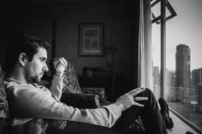 portrait of a handsome thoughtful man